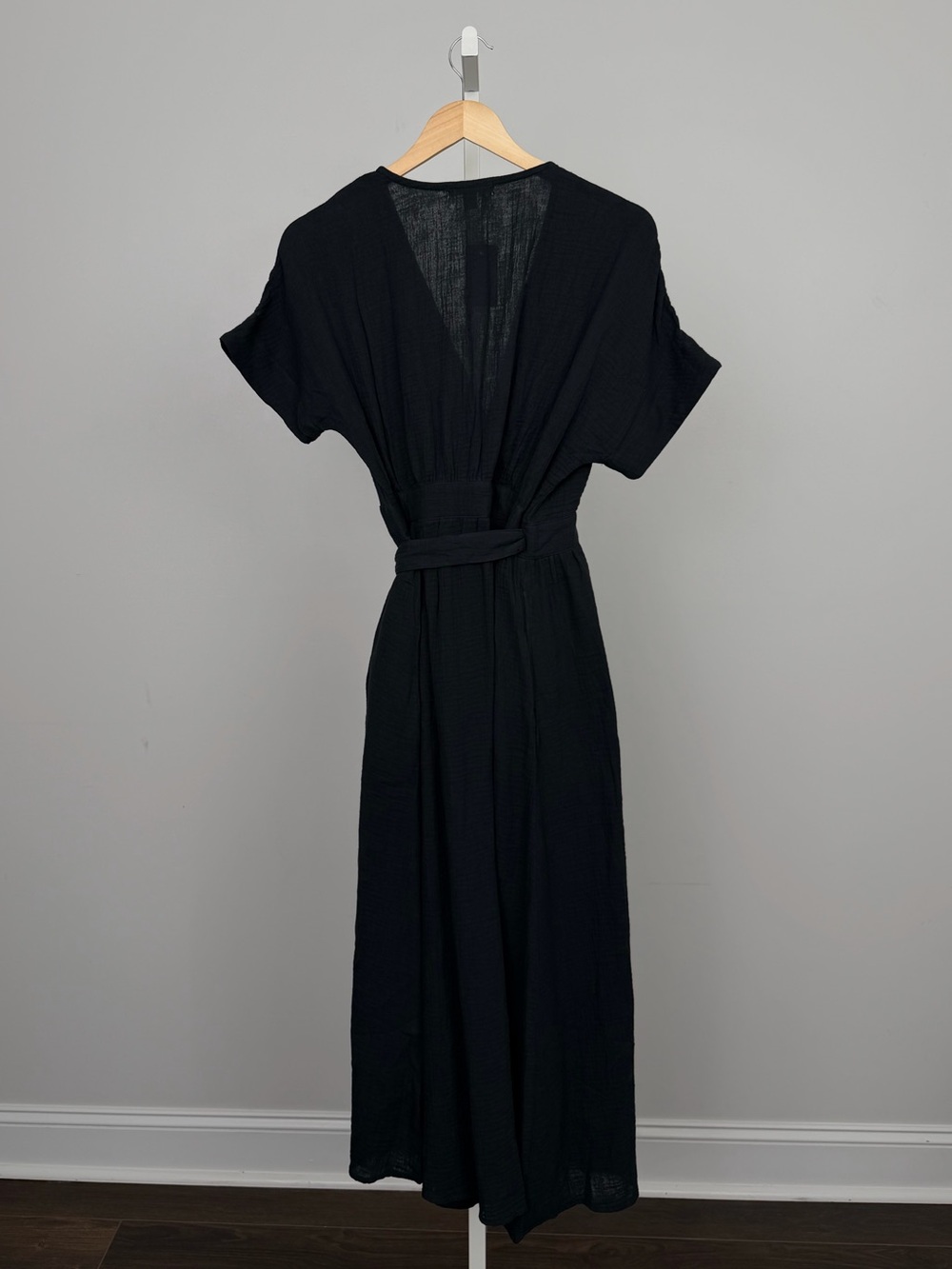 Marine Layer Black Valencia Wrap Dress Gauze Cotton Small - Picture 6 of 9